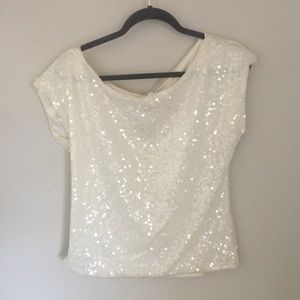 Express white sequined shirt